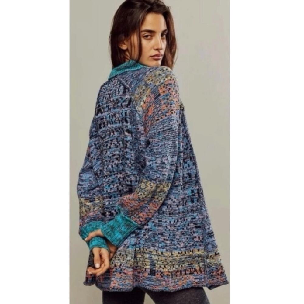 Free People Bohemian Seasons Of Sun Oversized Tunic Sweater Dress XL 70s Fall - Picture 3 of 12